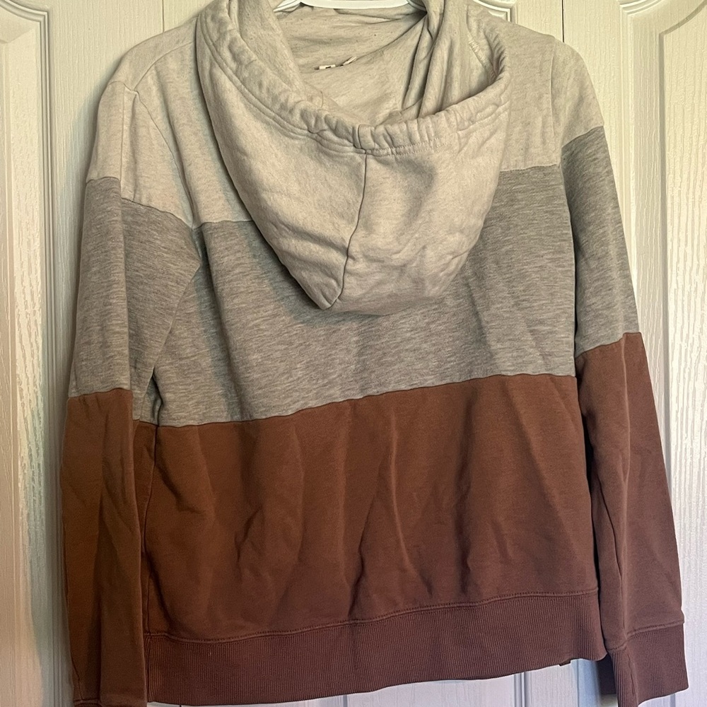tentree Gray and Brown Colorblock Hoodie - Picture 2 of 3